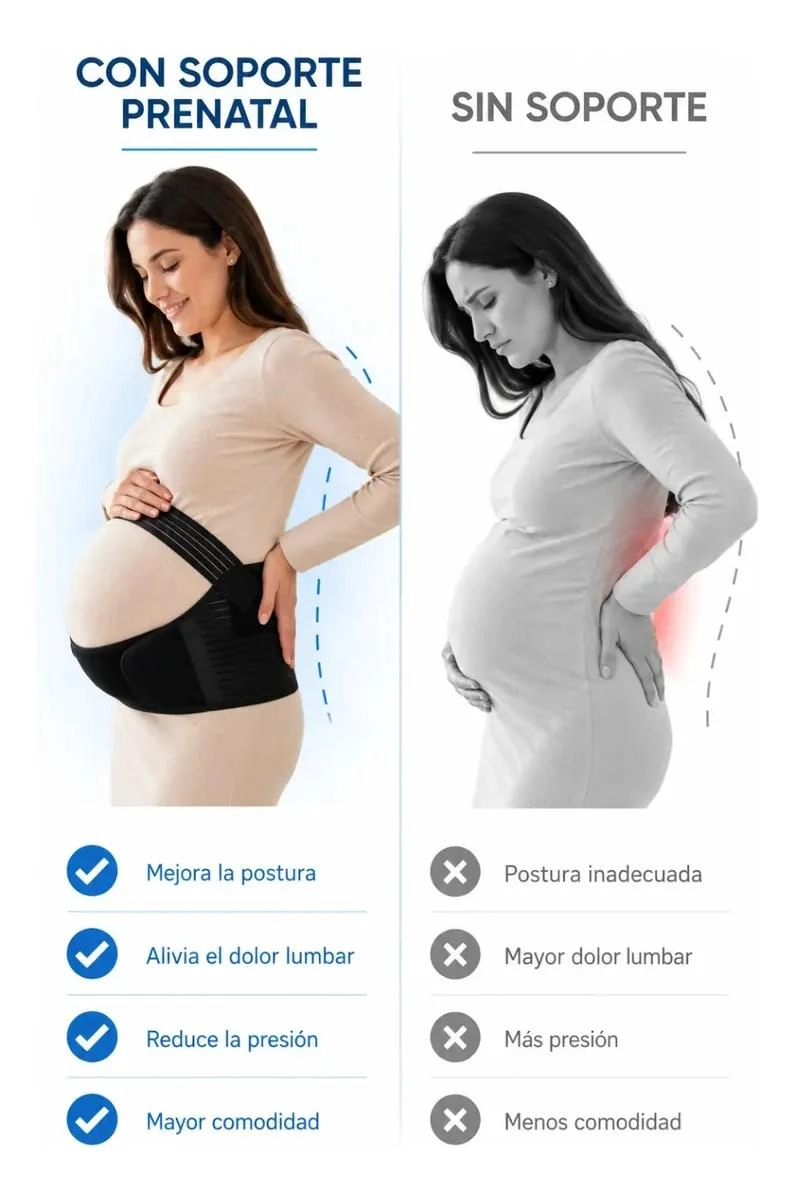 FAJA PRENATAL AJUSTABLE PARA SOPORTE LUMBAR Y ABDOMINAL - 9