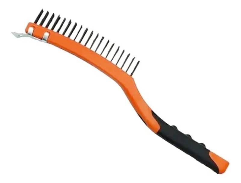 CEPILLO DE CERDAS DE ACERO INOXIDABLE CON RASPADOR - 1
