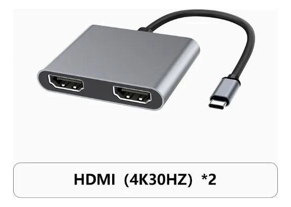 ADAPTADOR HUB TIPO C 2 EN 1 CON SALIDAS HDMI DUAL 4K - 3