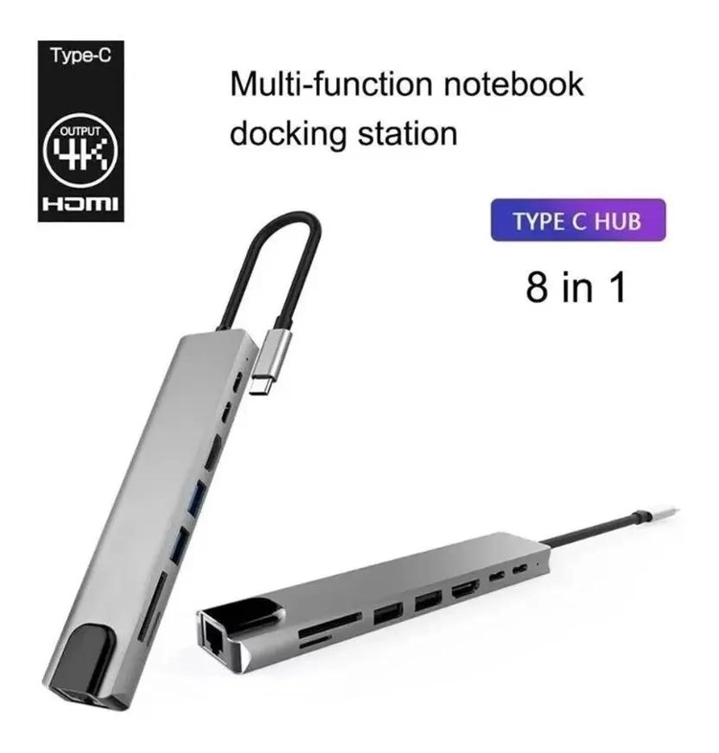 ADAPTADOR USB TIPO C 8 EN 1 PARA ORDENADORES Y TABLETS - 3