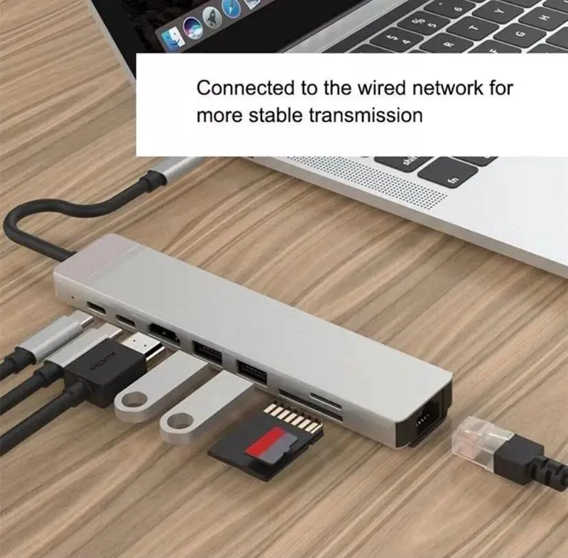 ADAPTADOR USB TIPO C 8 EN 1 PARA ORDENADORES Y TABLETS - 4