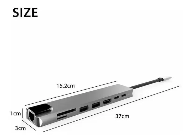 ADAPTADOR USB TIPO C 8 EN 1 PARA ORDENADORES Y TABLETS - 5