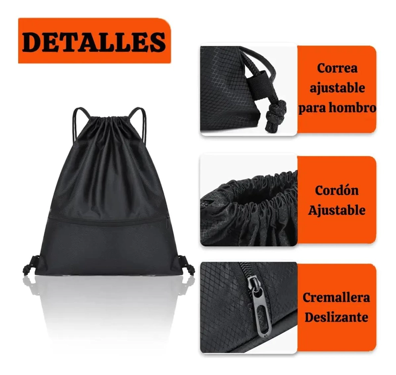 MOCHILA DEPORTIVA CON CORDON IMPERMEABLE PARA GIMNASIO - 7