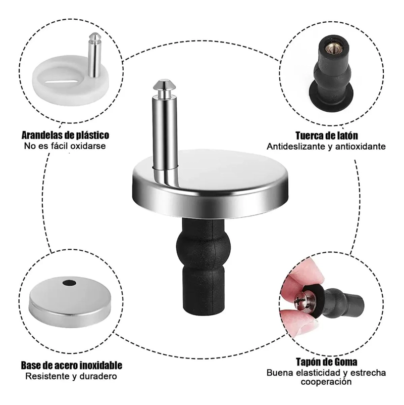JUEGO DE 4 BISAGRAS PARA ASIENTO DE INODORO CON TORNILLOS DE ACERO - 3