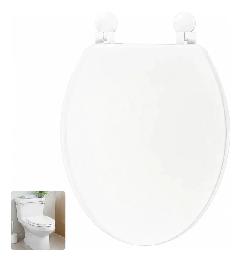 TAPA DE INODORO UNIVERSAL BLANCA CON DESCENSO LENTO - 1