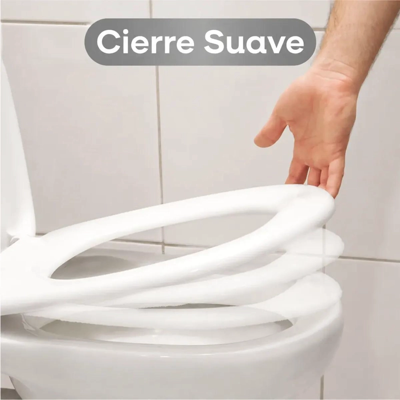 TAPA DE INODORO UNIVERSAL BLANCA CON DESCENSO LENTO - 2