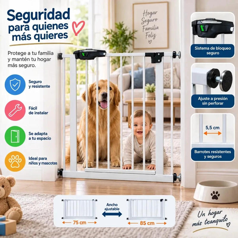 PUERTA DE SEGURIDAD METALICA AJUSTABLE 75 A 85 CM - 3