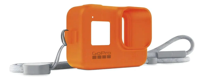 FUNDA DE SILICONA NARANJA Y CORREA PARA CAMARA HERO8 - 1