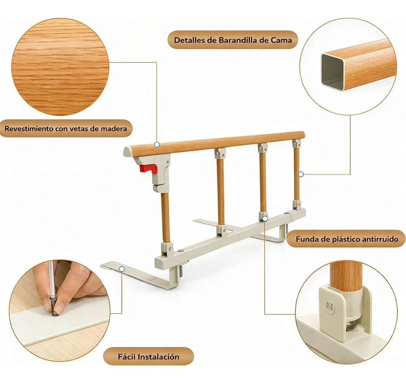BARANDA PLEGABLE DE SEGURIDAD PARA CAMA SUPER KING 94X36 CM - 9