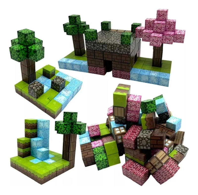 SET DE 50 BLOQUES MAGNE TICOS DE COLORES ALEATORIOS DE 2 CM - 8
