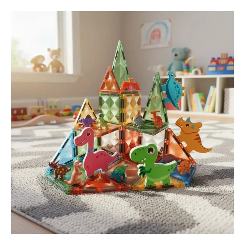 BLOQUES MAGNE TICOS DE DINOSAURIOS 36 PIEZAS PARA NIÑOS - 1