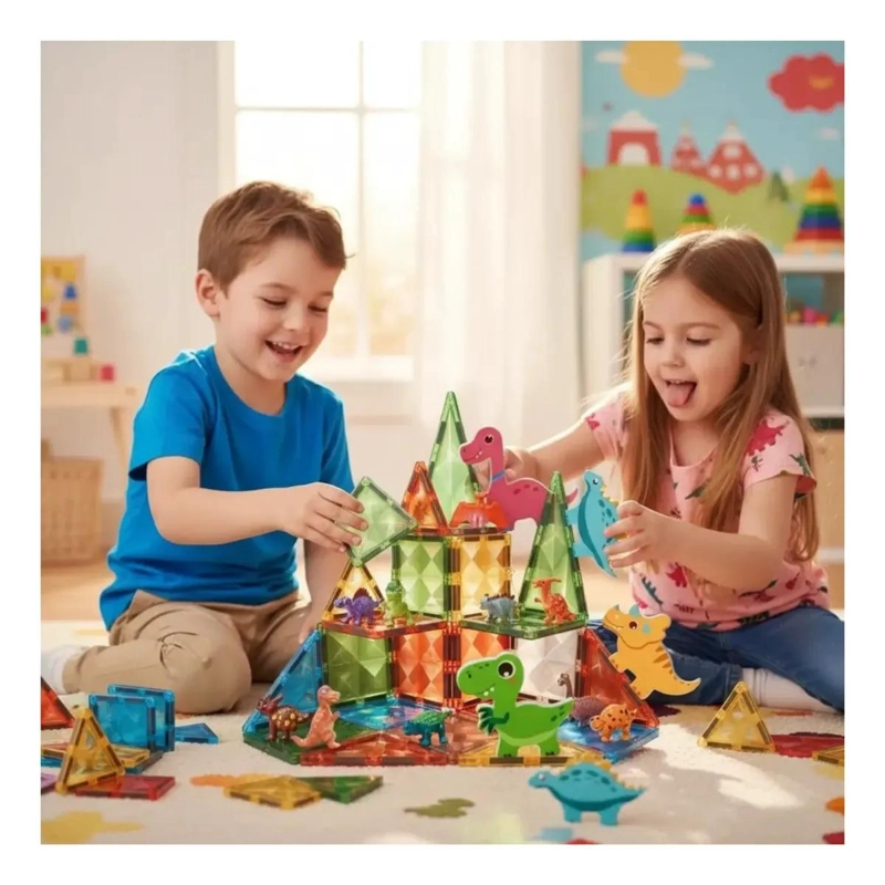 BLOQUES MAGNE TICOS DE DINOSAURIOS 36 PIEZAS PARA NIÑOS - 4