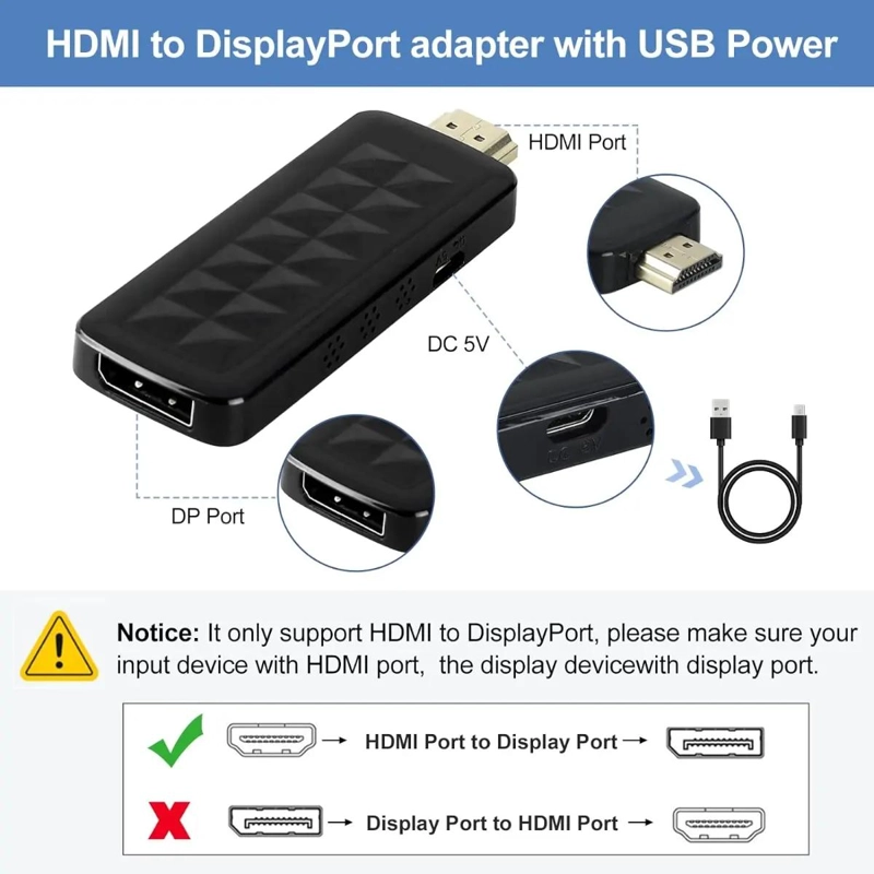 ADAPTADOR HDMI MACHO A DISPLAYPORT HEMBRA ACTIVO 4K 60HZ - 2