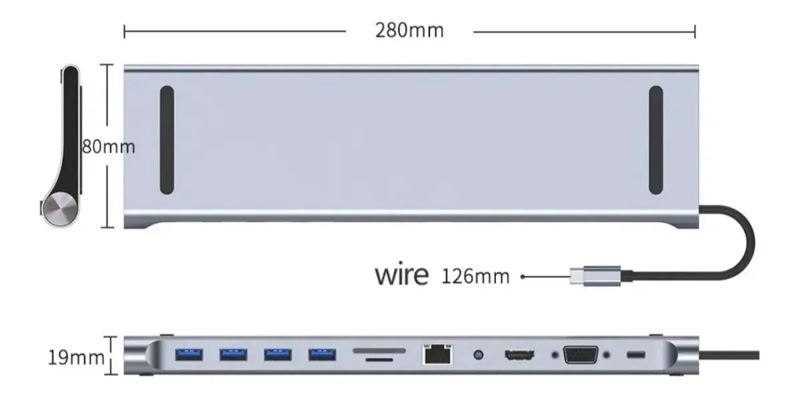 ADAPTADOR HUB 11 EN 1 USB TIPO C CON HDMI Y VGA - 4