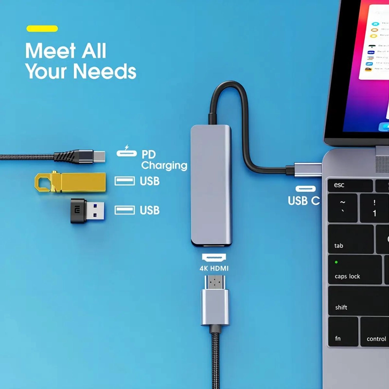 ADAPTADOR HUB USB TIPO C CON 4 PUERTOS PARA CONEXIONES MULTIPLES - 4
