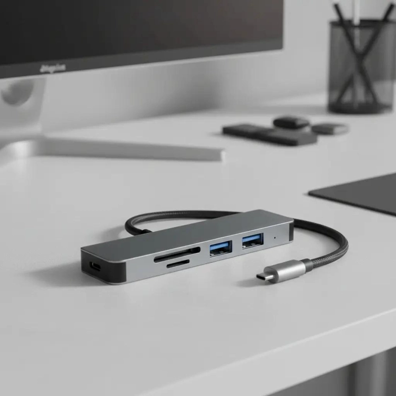HUB USB TIPO C CON HDMI, VGA Y LECTOR DE TARJETAS SD - 1