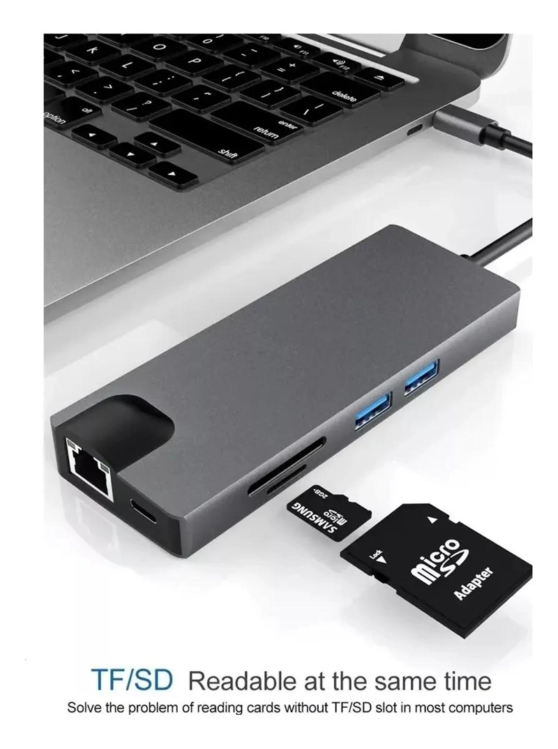 HUB USB TIPO C CON HDMI, VGA Y LECTOR DE TARJETAS SD - 5