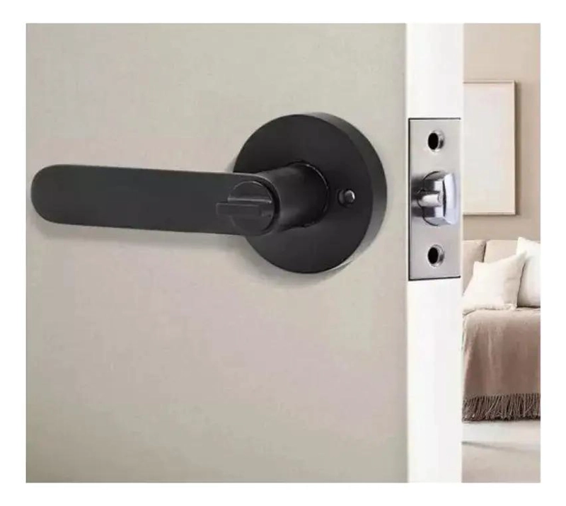 CERRADURA DE MANILLA ACCESO NEGRA CON LLAVES Y DISEÑO MODERNO - 2