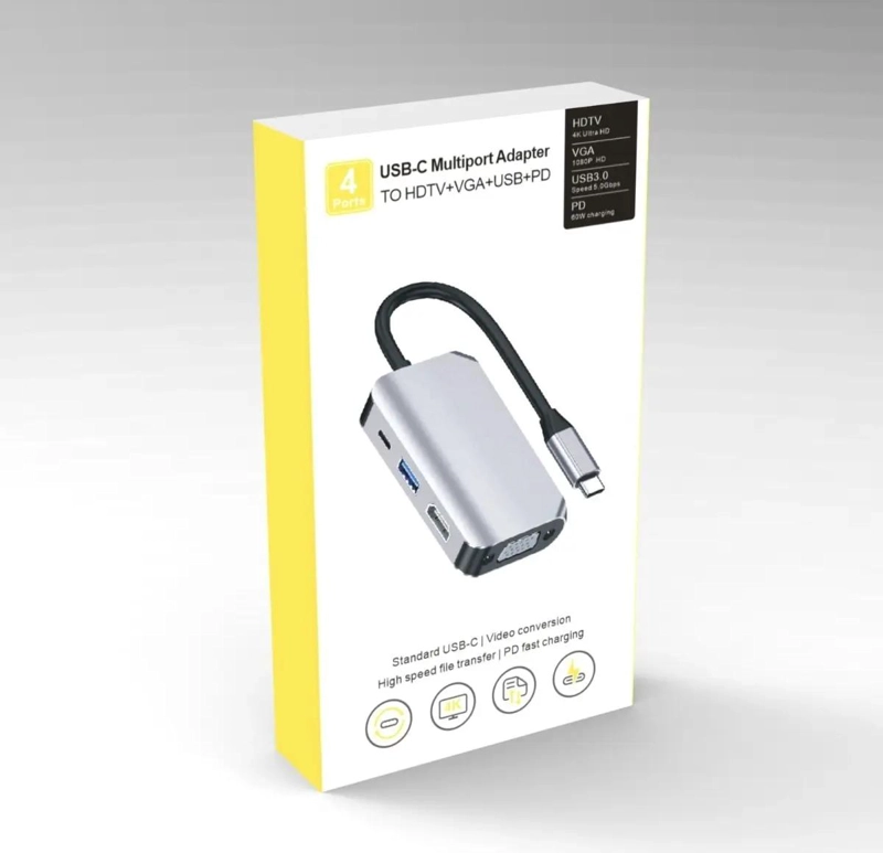 ADAPTADOR TIPO-C A HDMI, VGA Y USB 3.0 - 2