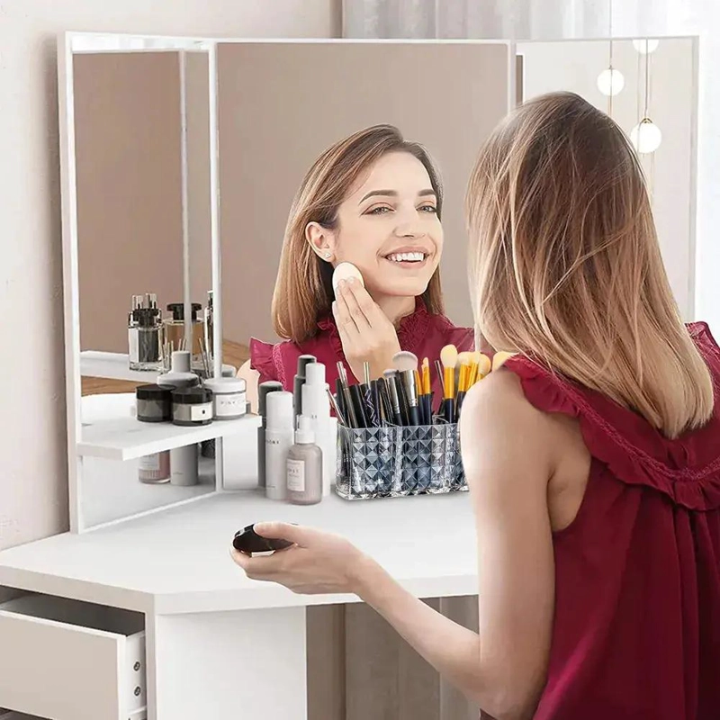 ORGANIZADOR DE MAQUILLAJE ACRILICO CON 3 COMPARTIMENTOS - 6