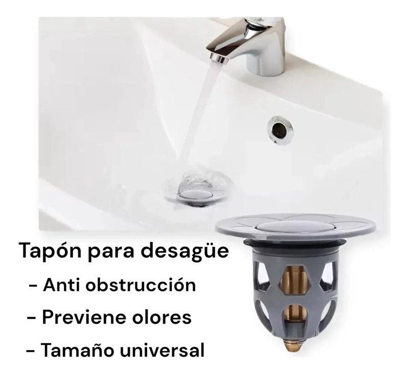 TAPON UNIVERSAL PARA DUCHA Y FREGADERO CON FILTRO EFICIENTE - 3