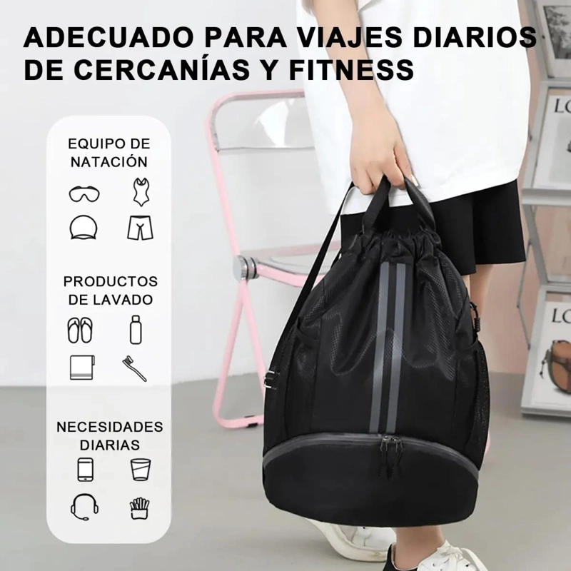 MOCHILA DEPORTIVA IMPERMEABLE CON DISEÑO DE CORDON Y GRAN CAPACIDAD - 8