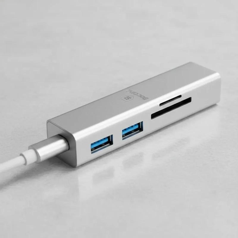 HUB TIPO C MULTIPORT CON CONEXION RJ45 Y LECTOR DE TARJETAS - 1