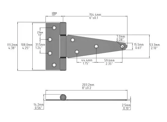 PAR DE BISAGRAS EN T GALVANIZADAS DE 6 PULGADAS PARA MADERA - 4
