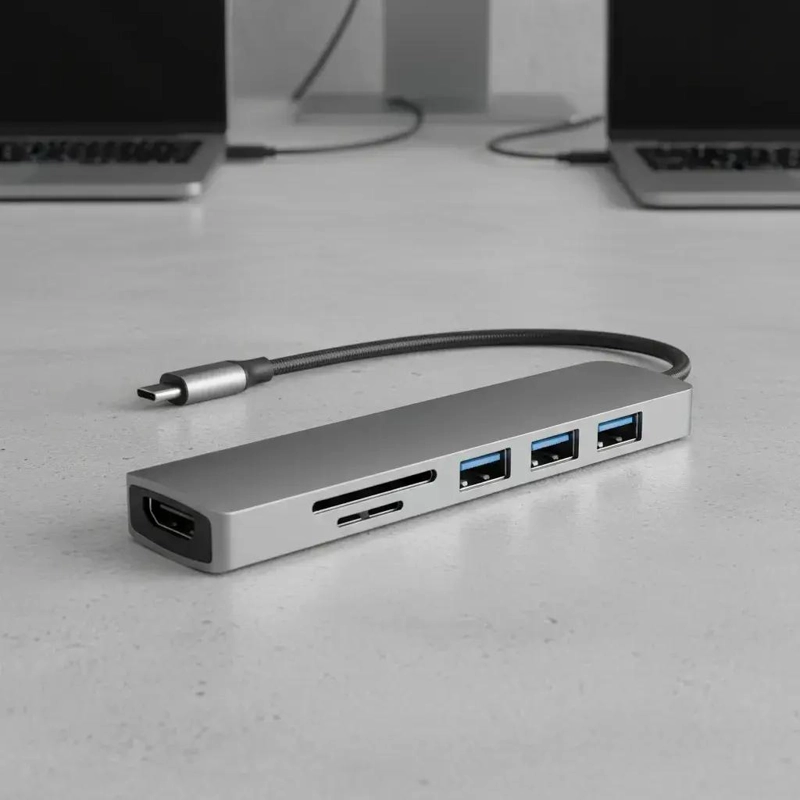 ADAPTADOR HUB USB TIPO C 6 EN 1 CON HDMI Y TF/SD - 6