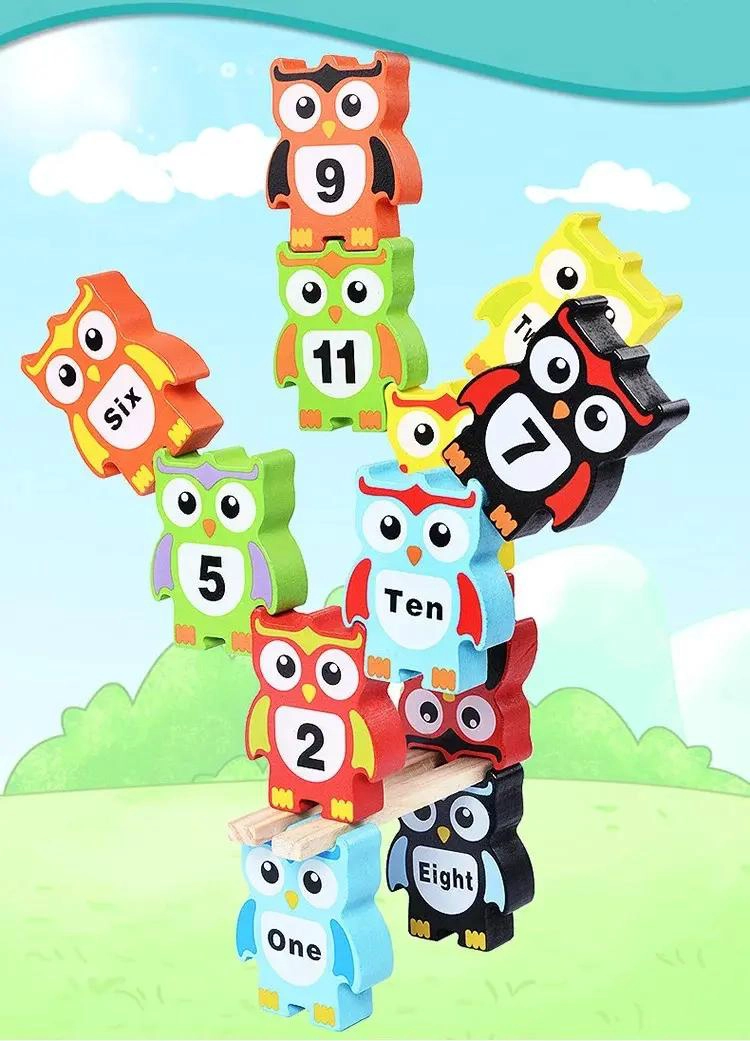 BLOQUES DE EQUILIBRIO DE BUHO PARA DESARROLLO INFANTIL - 5