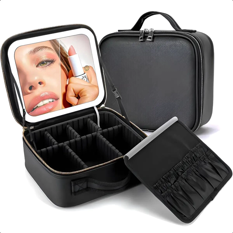 ORGANIZADOR DE COSME TICOS CON ESPEJO Y LUZ LED - 1