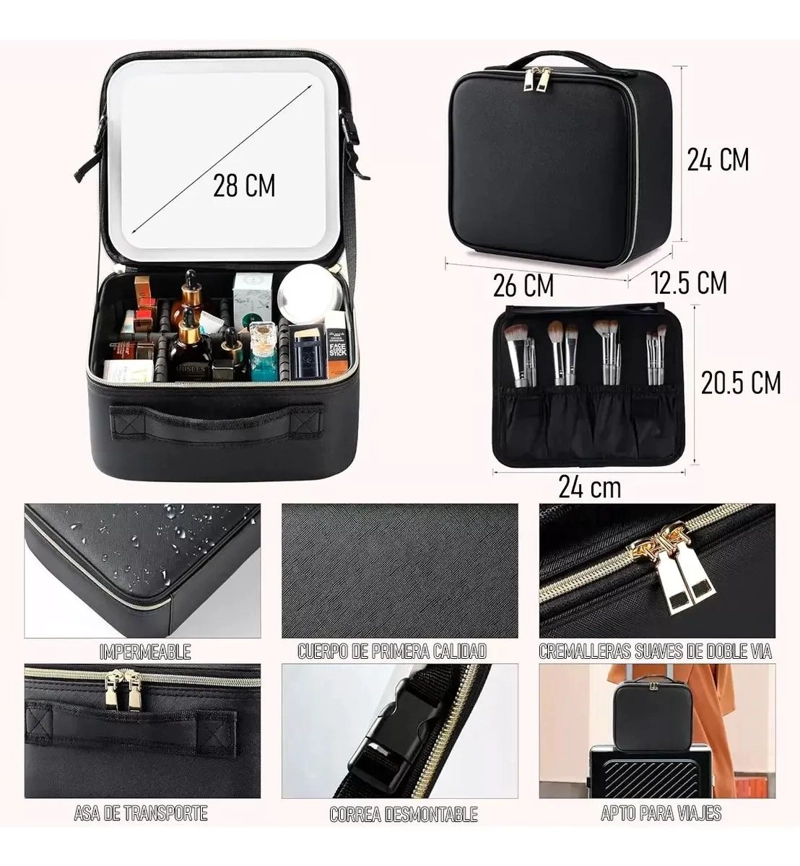 ORGANIZADOR DE COSME TICOS CON ESPEJO Y LUZ LED - 4