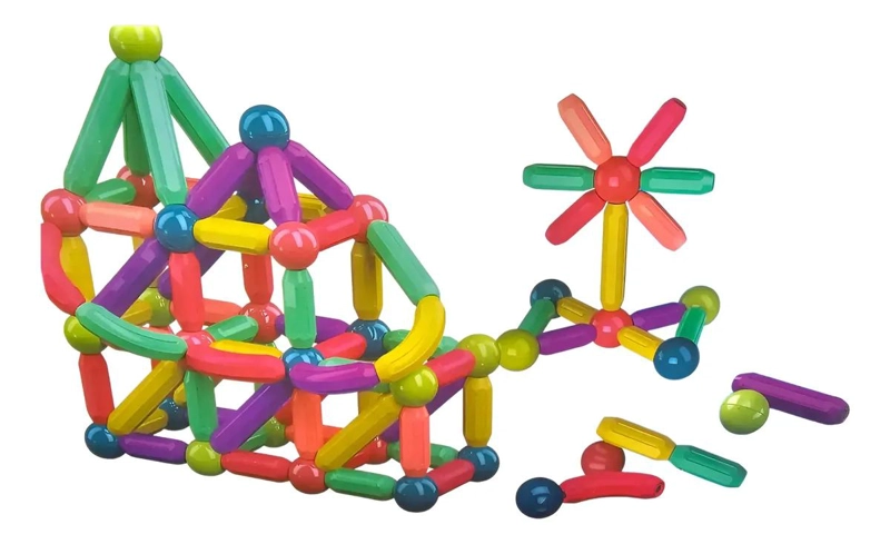 BLOQUES MAGNE TICOS DIDACTICOS PARA CONSTRUCCION 64 PIEZAS - 1