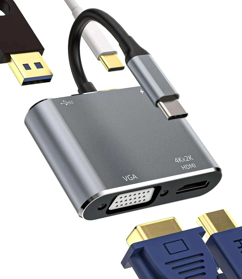ADAPTADOR USB TIPO C A VGA HDMI Y USB HEMBRA - 4