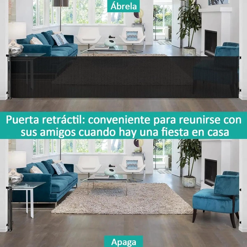 PUERTA RETRACTIL DE SEGURIDAD PARA BEBE S Y MASCOTAS 3M - 6