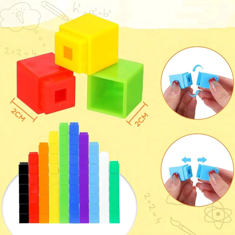 CUBOS CONECTORES EDUCATIVOS PARA MATEMATICAS 100 UNIDADES - 5