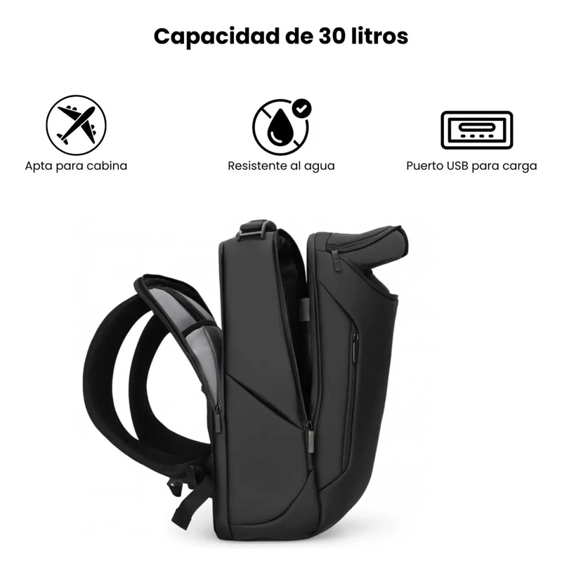 MOCHILA EJECUTIVA IMPERMEABLE ANTIRROBO CON PUERTO USB - 1