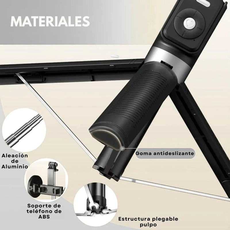 TRIPODE Y PALO SELFIE 170 CM CON LUCES LED Y CONTROL REMOTO - 3