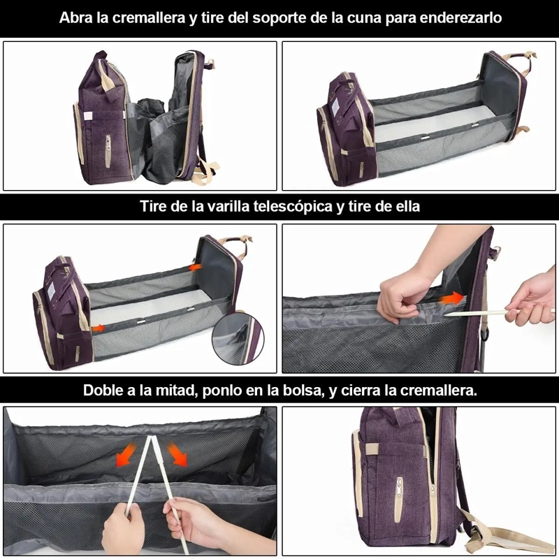 MOCHILA PANALERA MULTIFUNCIONAL IMPERMEABLE PARA BEBE - 9