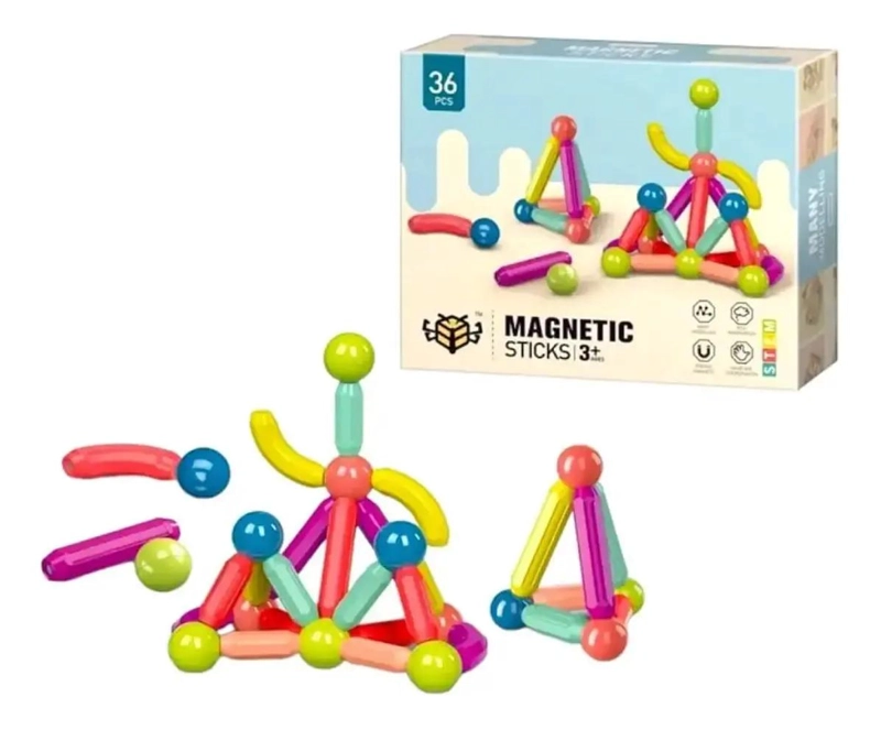 SET DE BLOQUES MAGNE TICOS DE CONSTRUCCION PARA NIÑOS 36 PIEZAS - 3