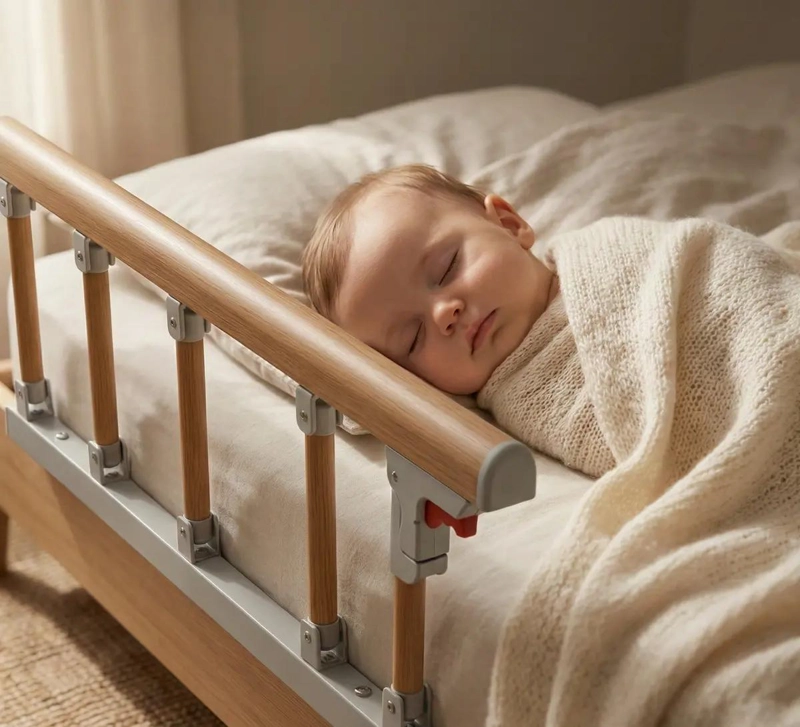 BARANDA DE SEGURIDAD PLEGABLE PARA CAMA DE BEBE - 2