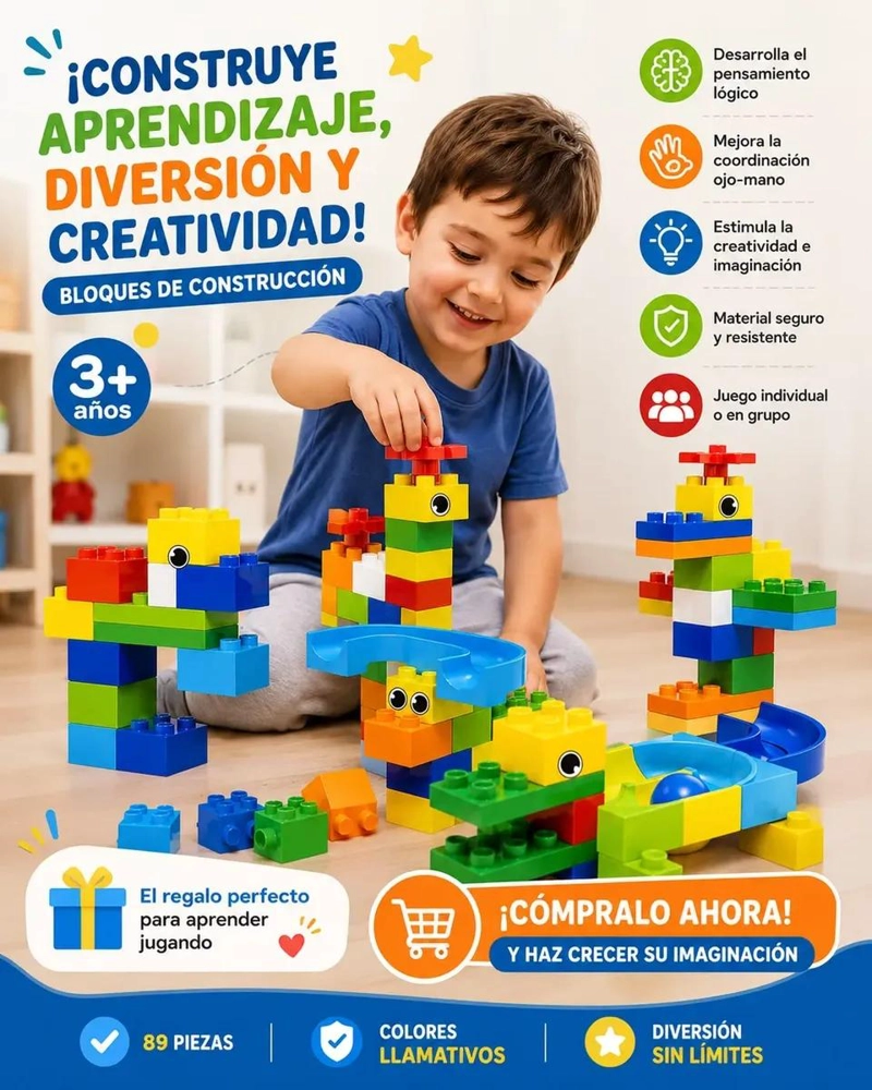 BLOQUES DE CONSTRUCCION LABERINTO 89 PIEZAS PARA NIÑOS - 2