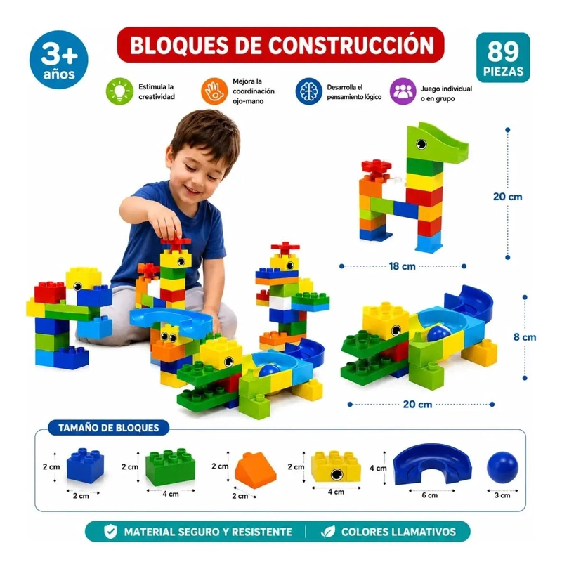 BLOQUES DE CONSTRUCCION LABERINTO 89 PIEZAS PARA NIÑOS - 4