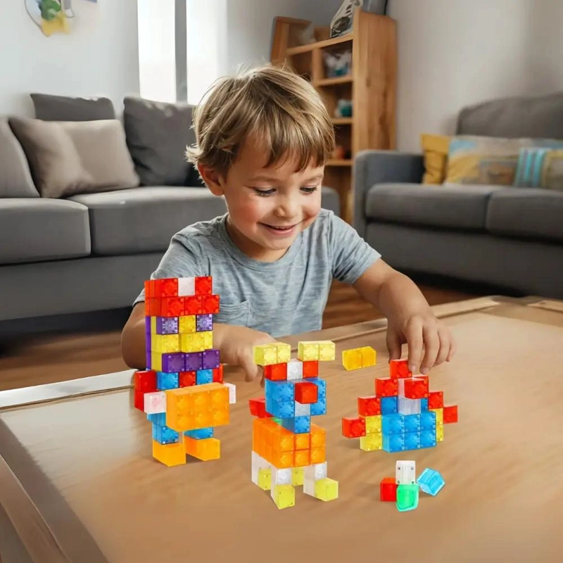 CUBOS MAGNE TICOS DE CONSTRUCCION 96 PIEZAS PARA NIÑOS - 4