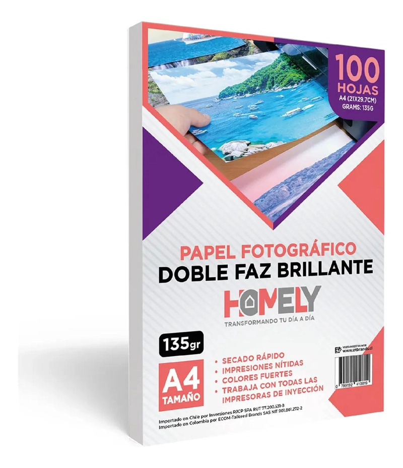 PAPEL FOTOGRAFICO A4 DOBLE FAZ BRILLANTE 100 HOJAS - 1