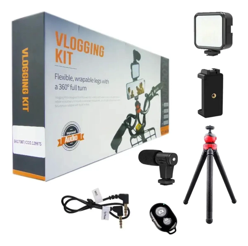 KIT VLOGGING PARA SMARTPHONE CON TRIPODE FLEXIBLE Y LUZ - 2