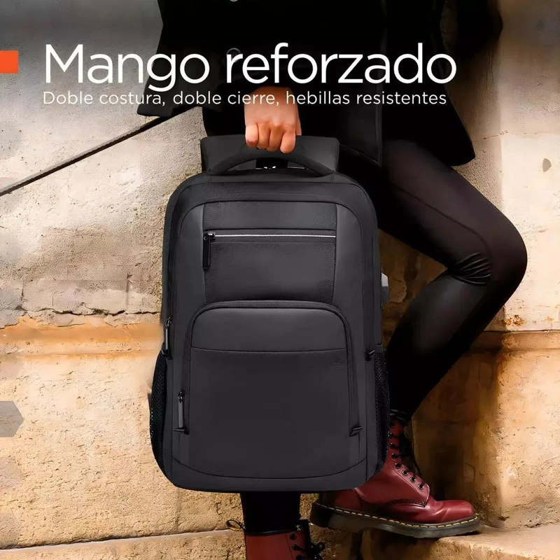MOCHILA IMPERMEABLE ANTIRROBO CON PUERTO USB Y COMPARTIMENTOS - 2