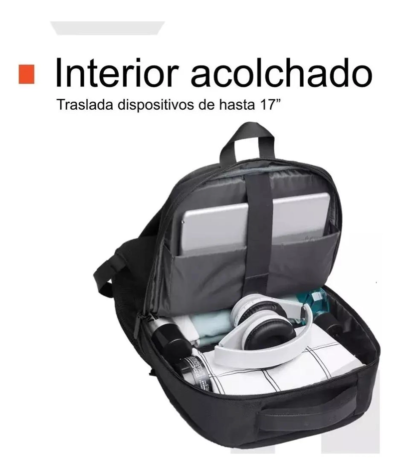 MOCHILA IMPERMEABLE ANTIRROBO CON PUERTO USB Y COMPARTIMENTOS - 6