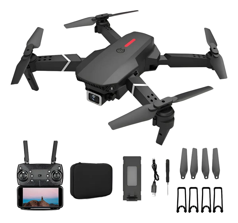 DRONE E88 CON CAMARA DUAL HD Y 3 BATERIAS INCLUIDAS - 1