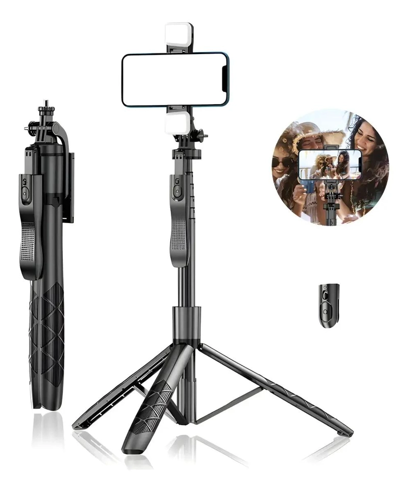 TRIPODE EXTENSIBLE DE 170 CM CON LUZ LED Y CONTROL REMOTO - 1